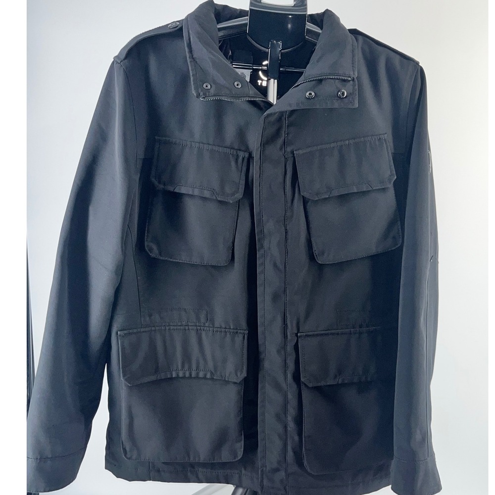 Tumi Tech Black Field Jacket Mens M Utility Pockets broken zipper packable hood